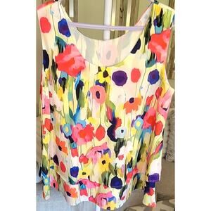 Womens Flowy Layered Floral Tank Top Silky Size 2XL